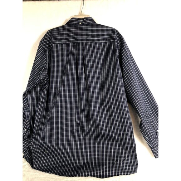 Duluth Trading Mens Long Sleeve Button-Up Plaid Shirt Navy Check Pattern Size XL - Picture 10 of 10